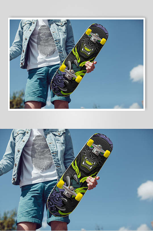 人物户外街头滑板样机