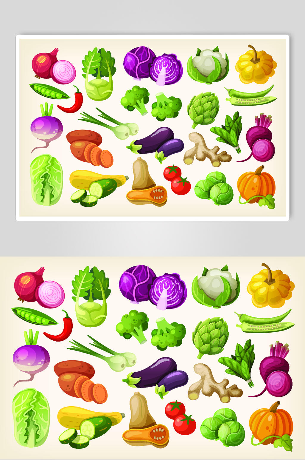 洋葱辣椒手绘蔬菜矢量素材素材