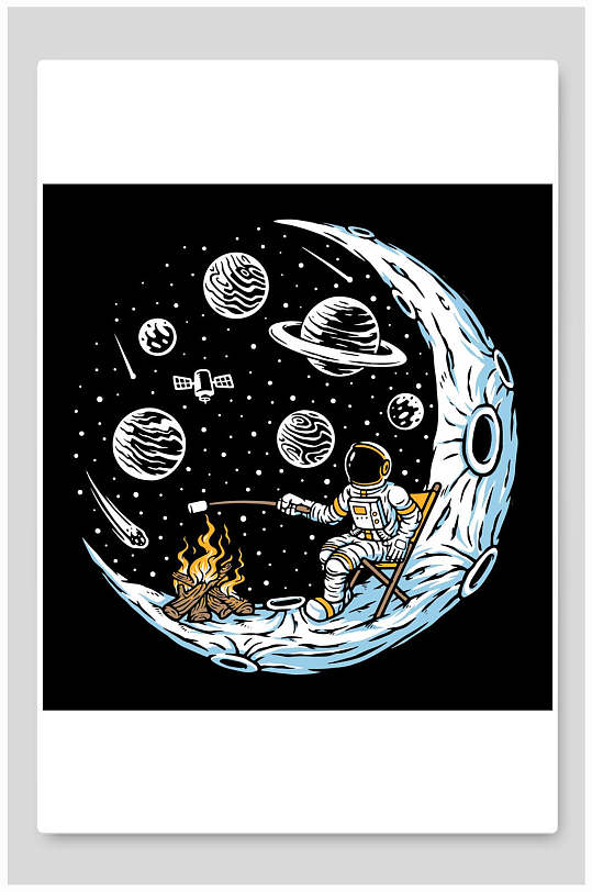 宇航员星球探险宇航员矢量插画