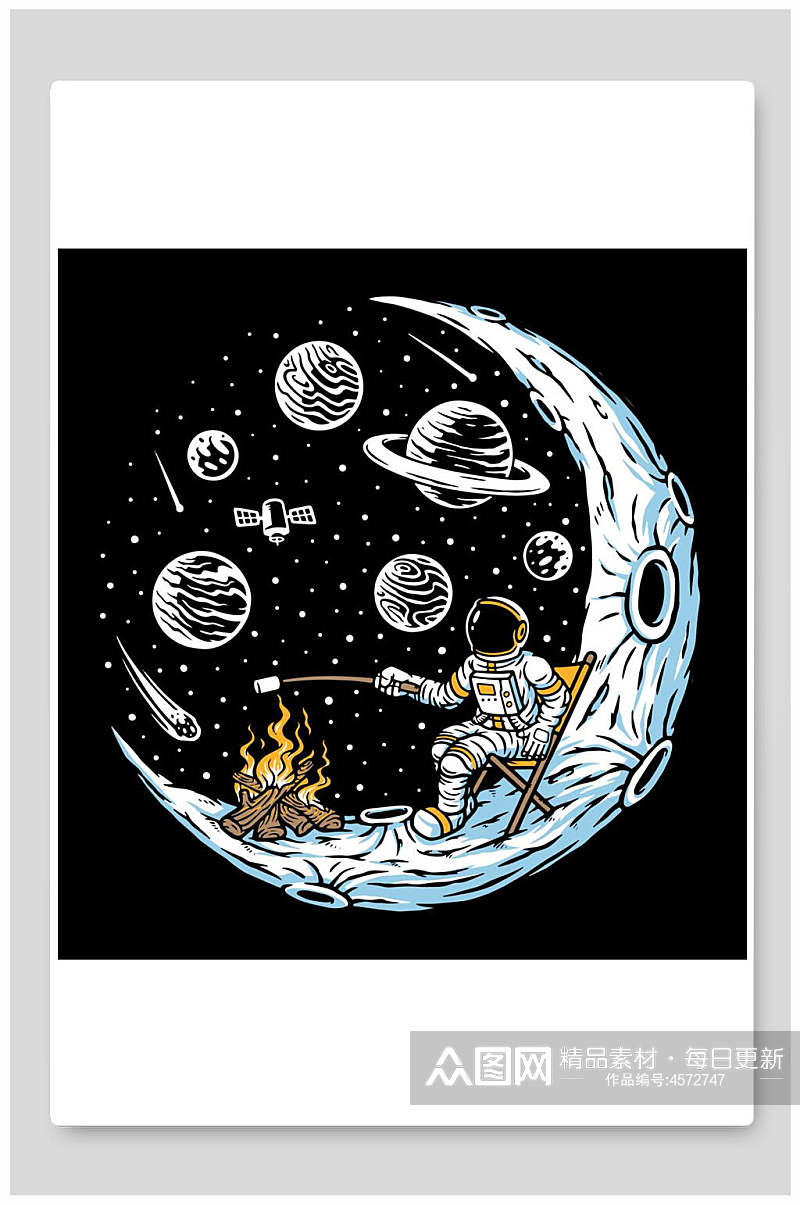 宇航员星球探险宇航员矢量插画素材