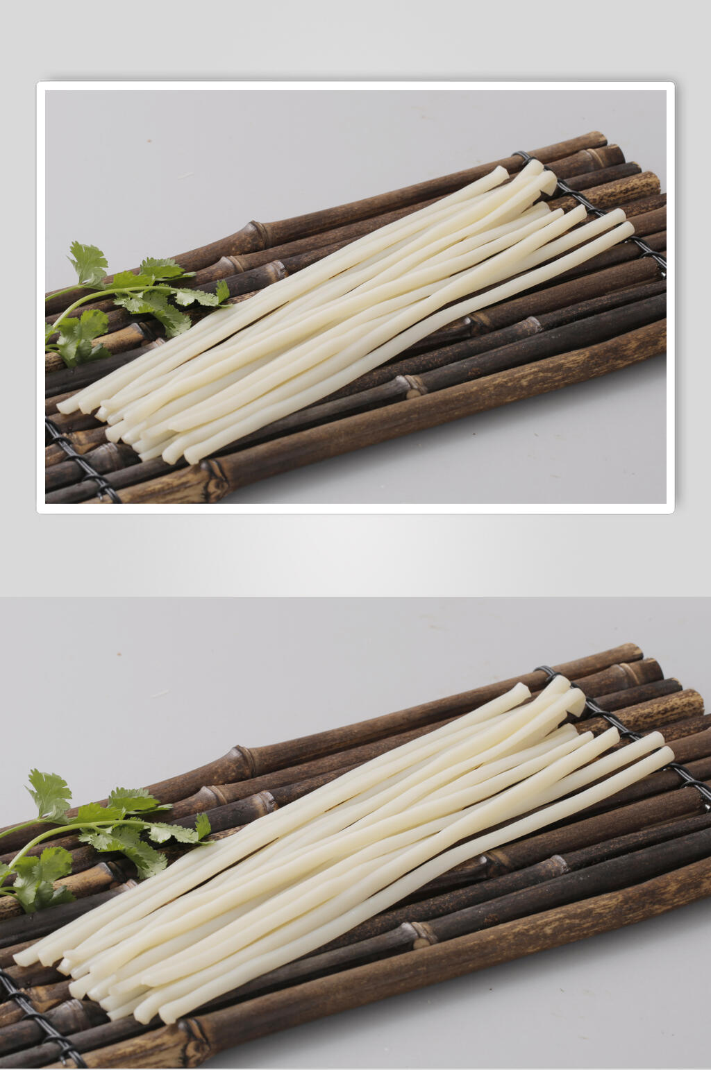 牛筋面简约木盘底烫菜图片素材