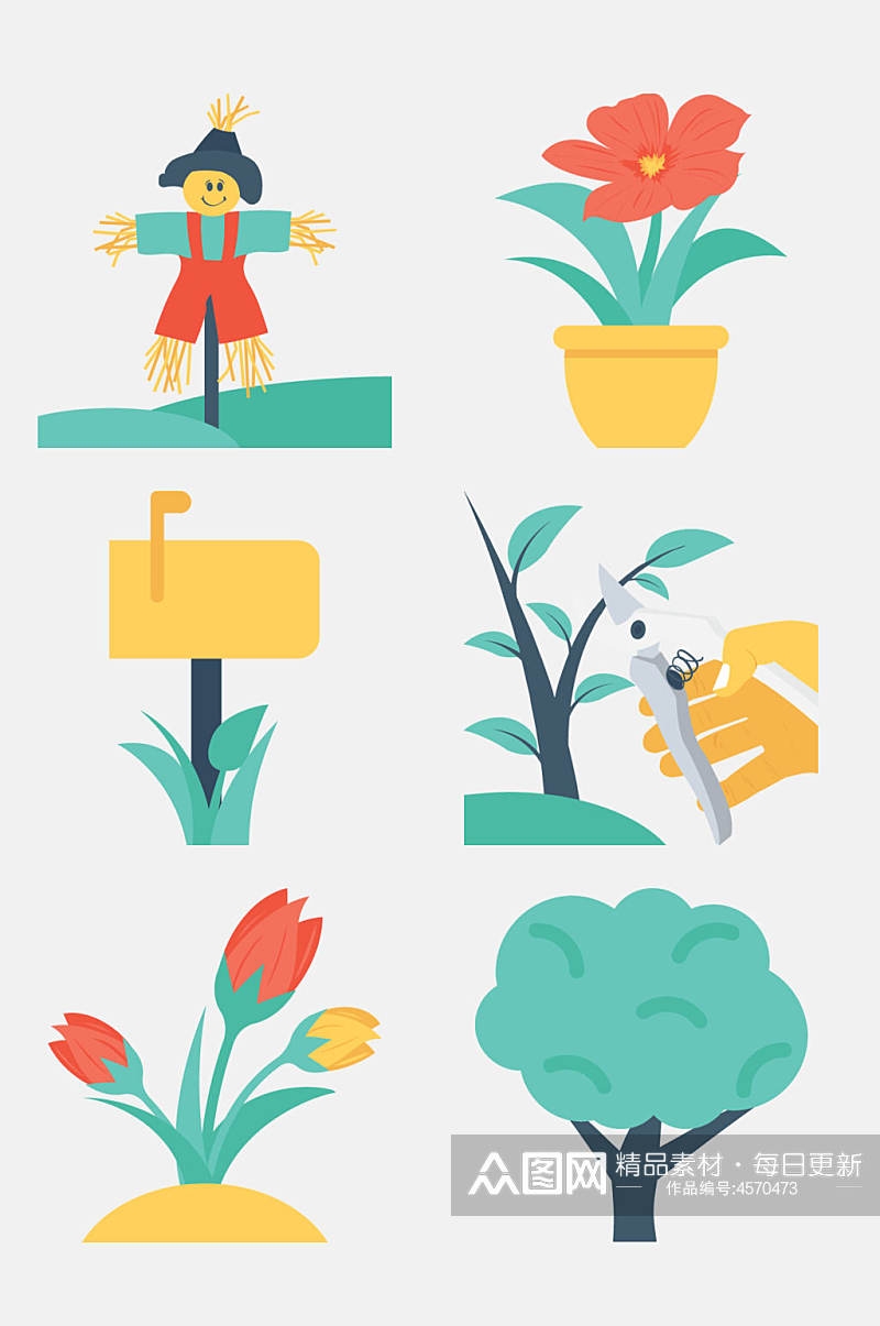 鲜花植物花草护理卡通图标免抠设计素材素材
