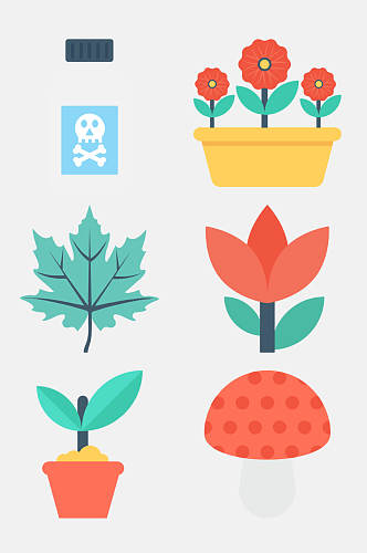 植物花卉花草护理卡通图标免抠素材