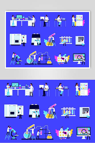 电脑化学仪器科学家人物角色矢量素材