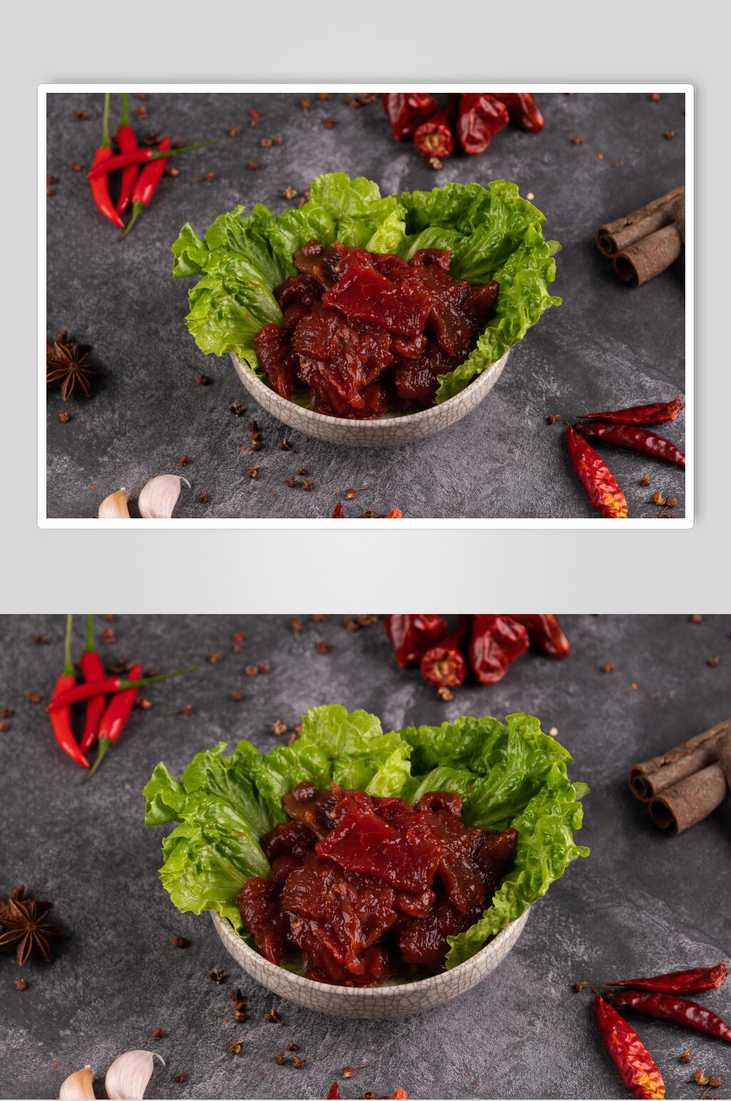 香辣牛肉新鲜火锅烫菜摆拍图片素材