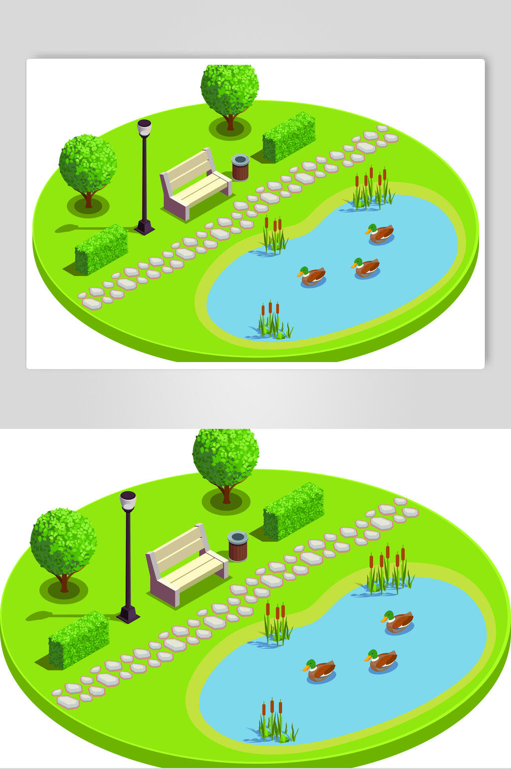 简约立体二点五等距绿植矢量素材素材