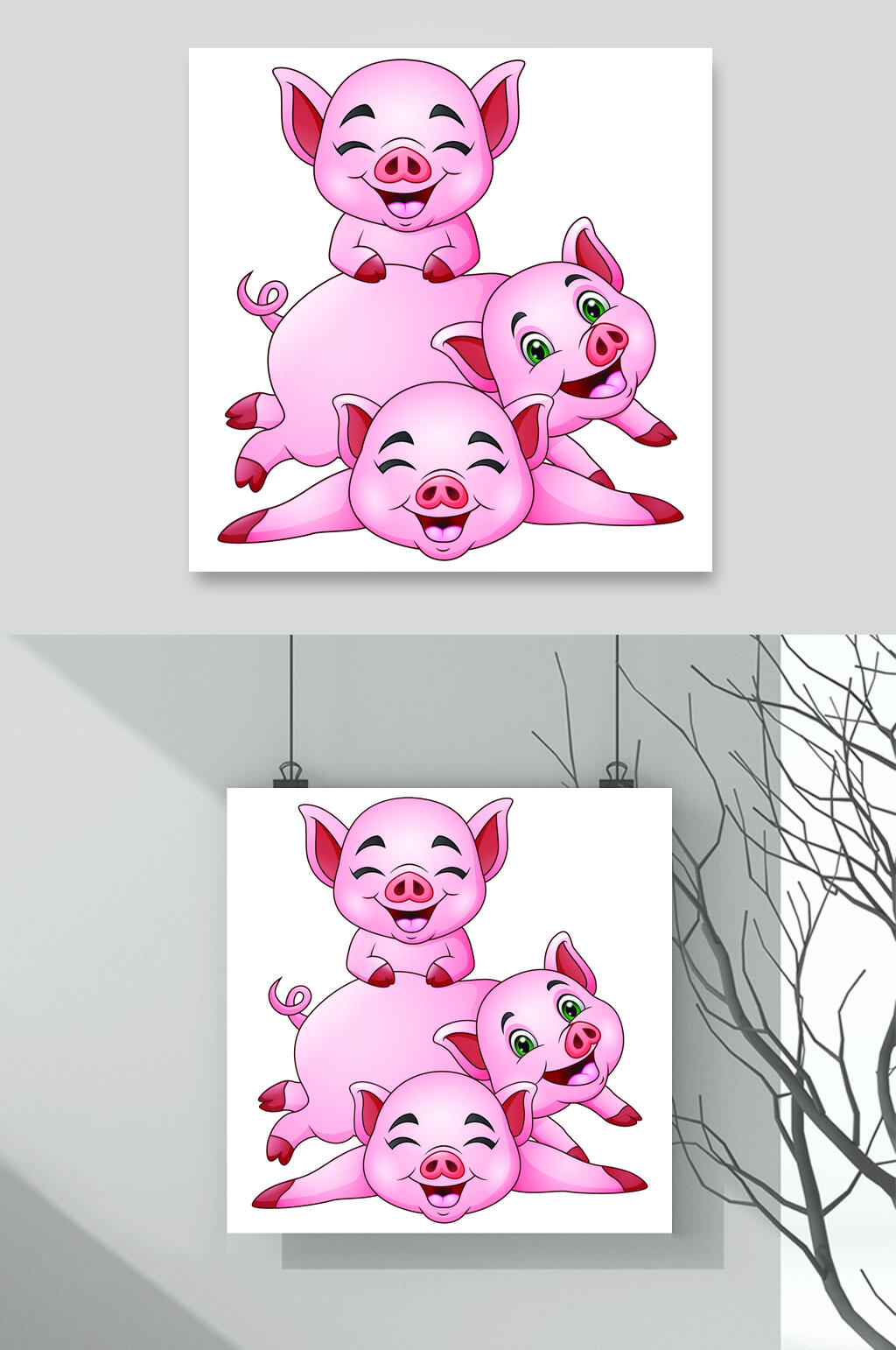 粉红色卡通猪矢量素材素材