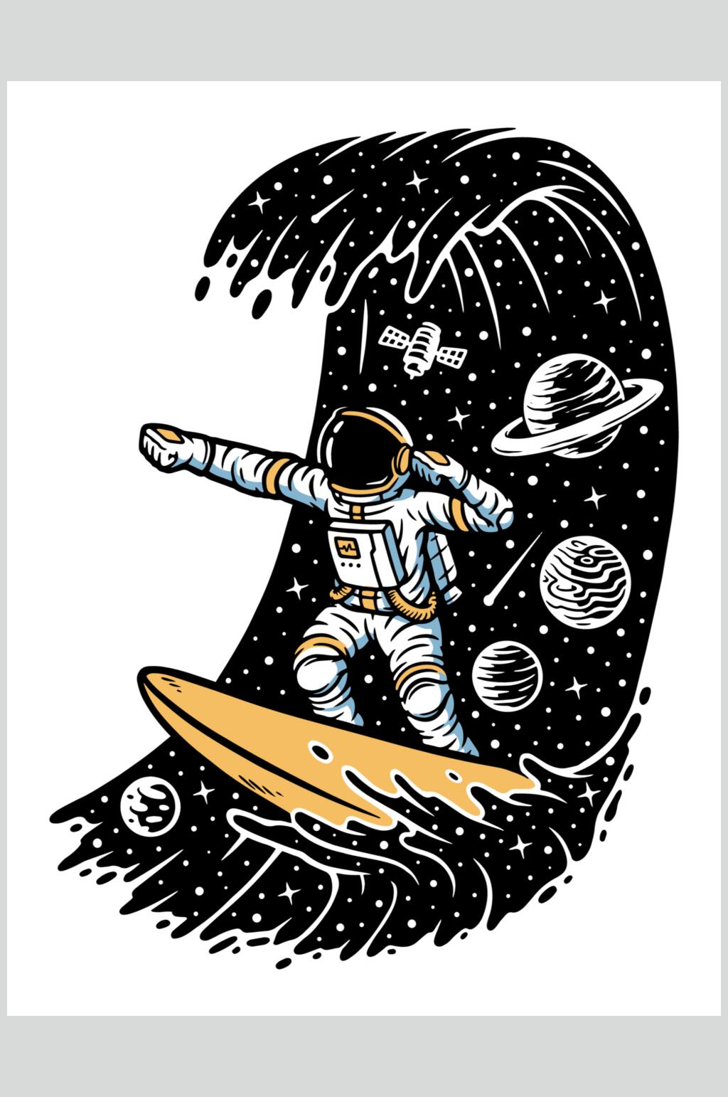 手绘星球探险宇航员矢量素材素材