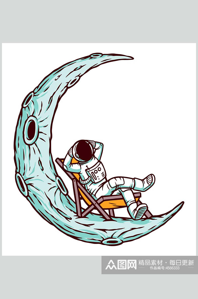 创意月亮星球探险宇航员矢量素材素材