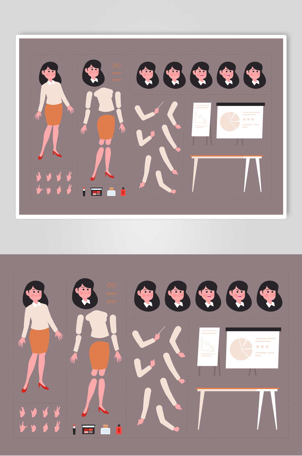 肢体女性人物分解矢量素材素材