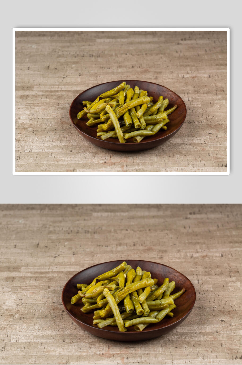 酸豆角木桌面烫菜摆拍图片素材