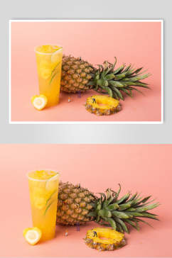 菠萝清新奶茶饮品摄影图片