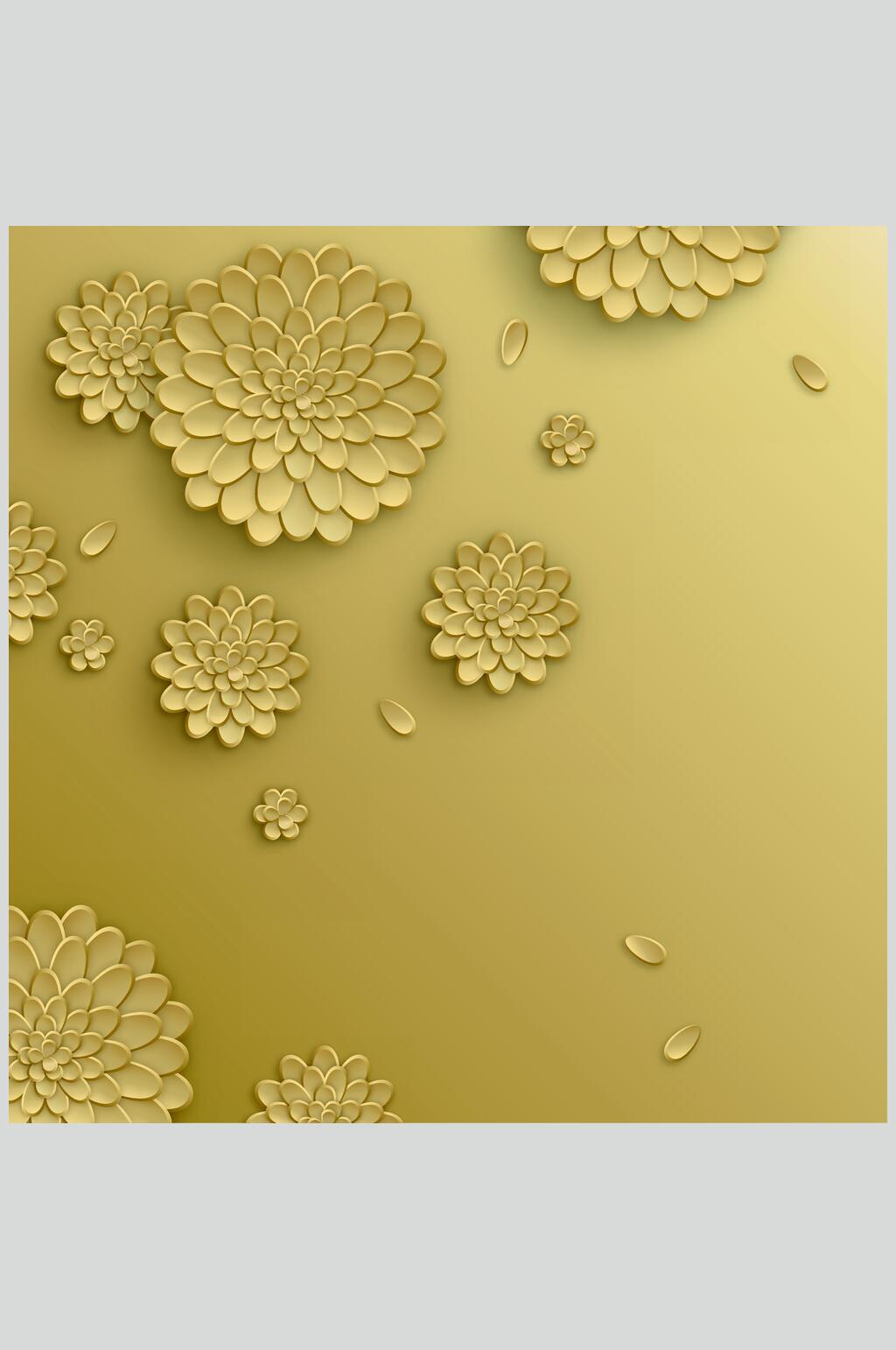 金色花朵花瓣矢量素材素材