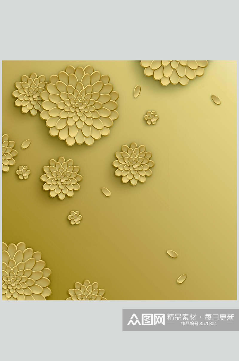 金色花朵花瓣矢量素材素材