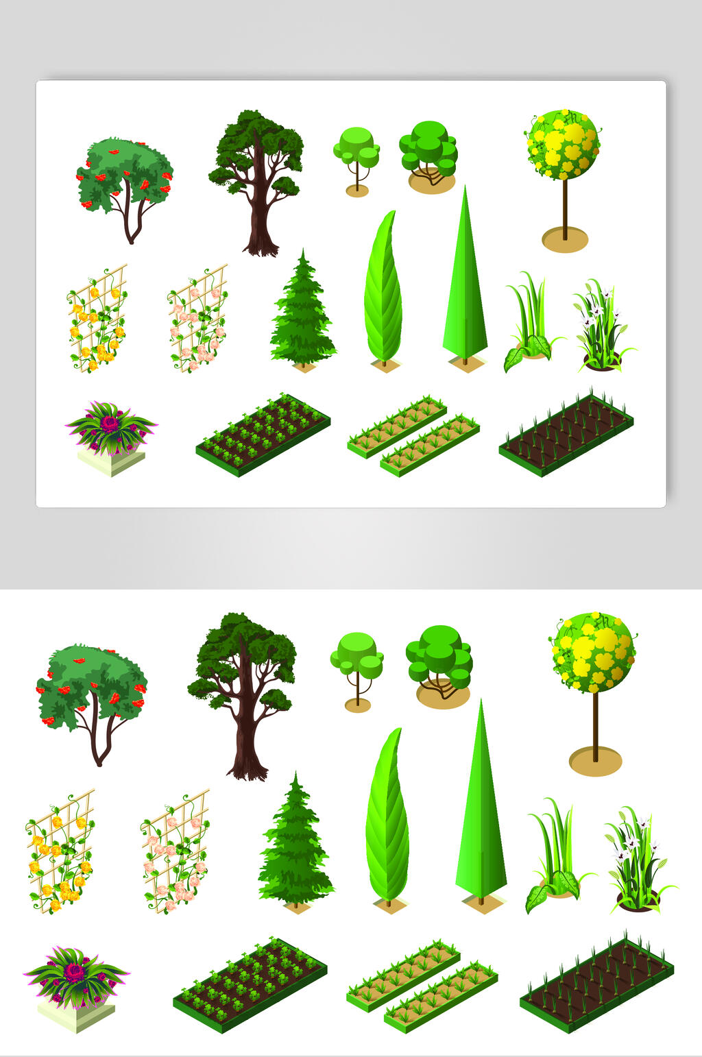 清新植物花圃花园矢量素材素材