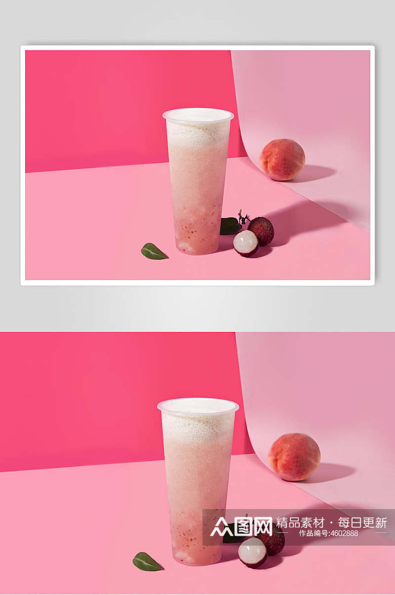 粉红色横版清新奶茶饮品摄影图片素材