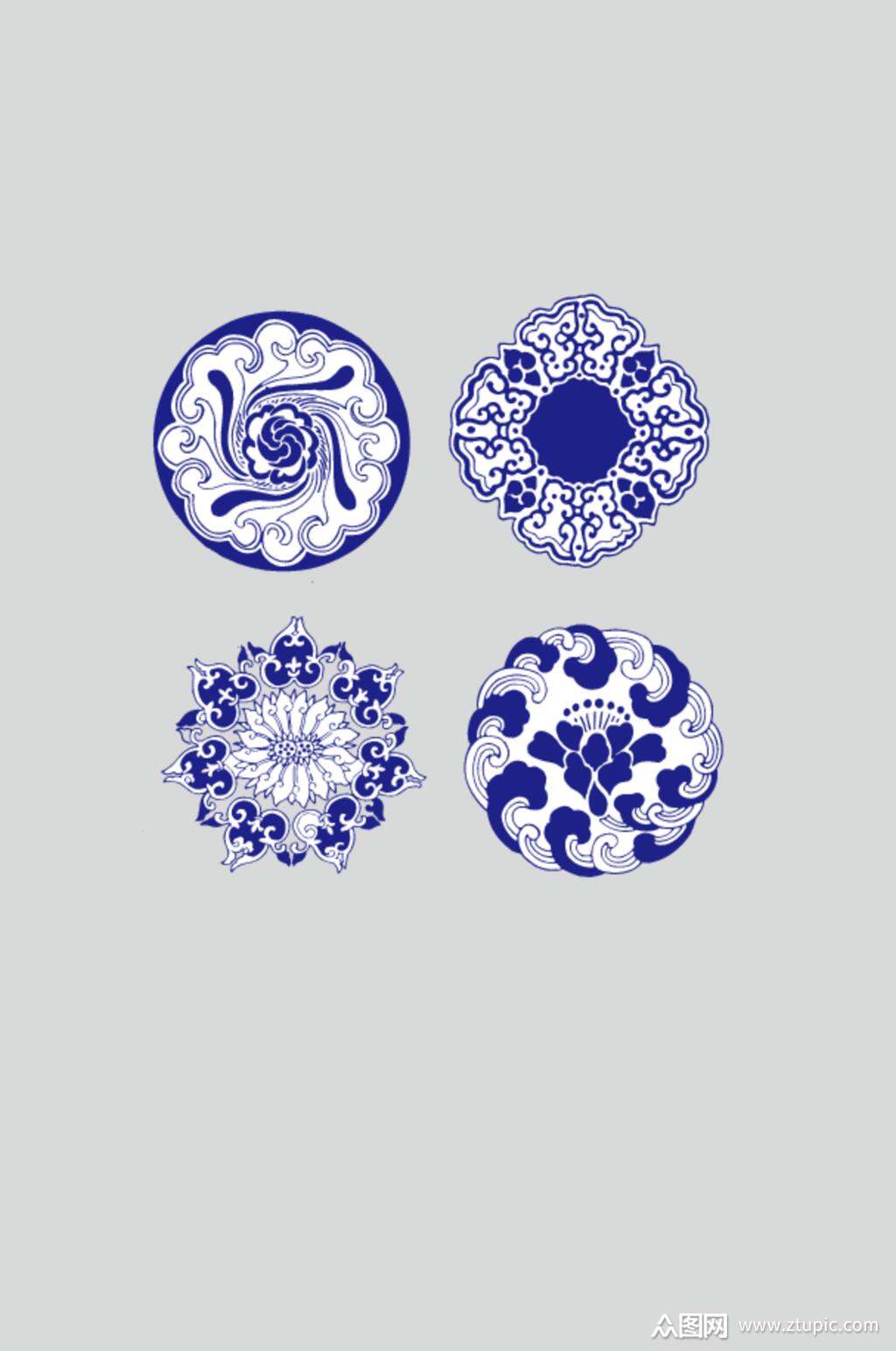 精美青花瓷花纹矢量设计素材素材