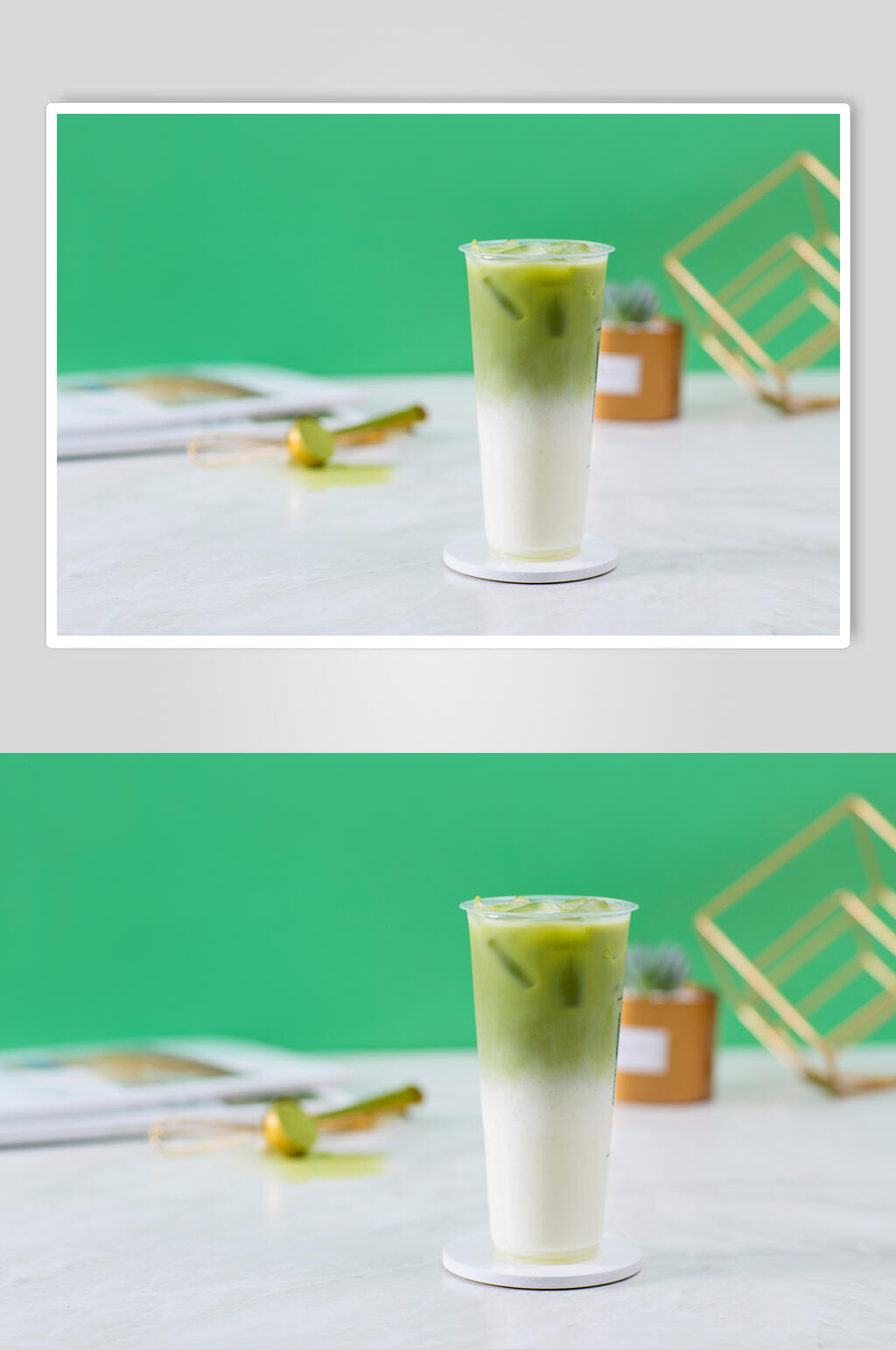 绿色白色清新奶茶饮品摄影图片素材