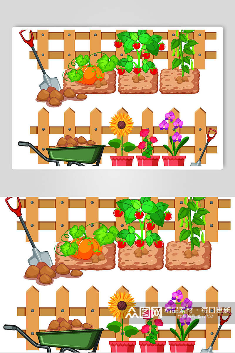 土豆卡通栅栏篱笆矢量素材素材