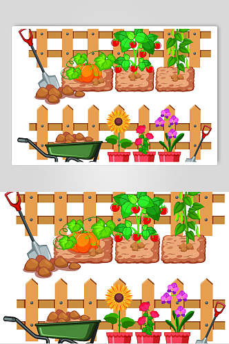 土豆卡通栅栏篱笆矢量素材