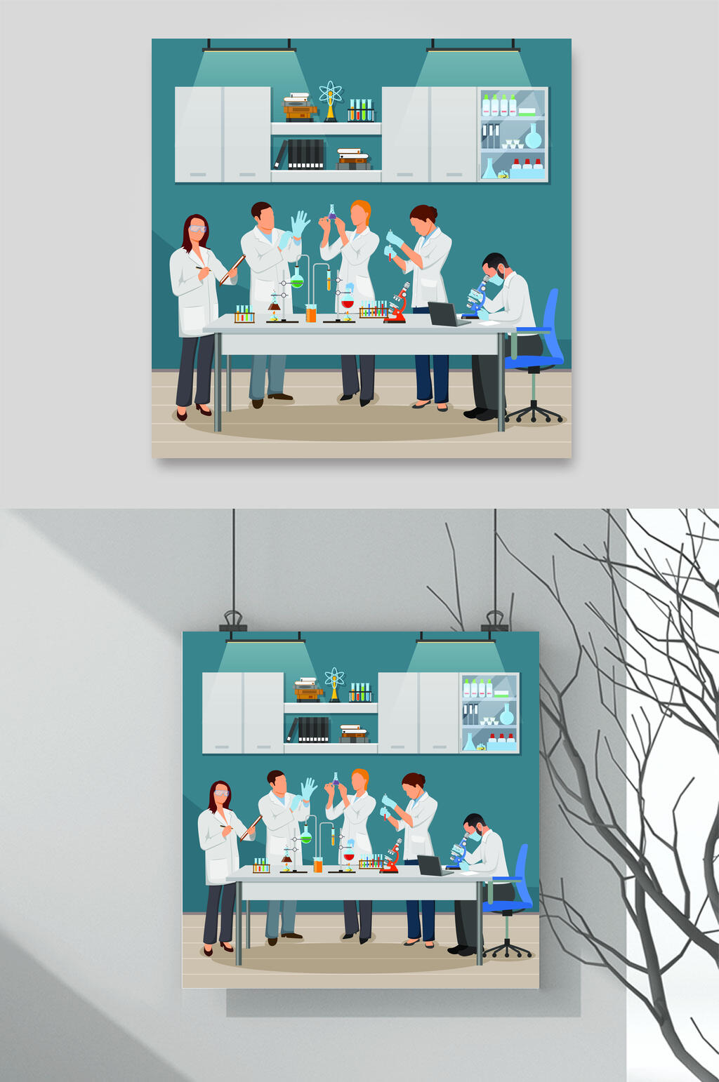 卡通创意科学家人物角色矢量素材素材