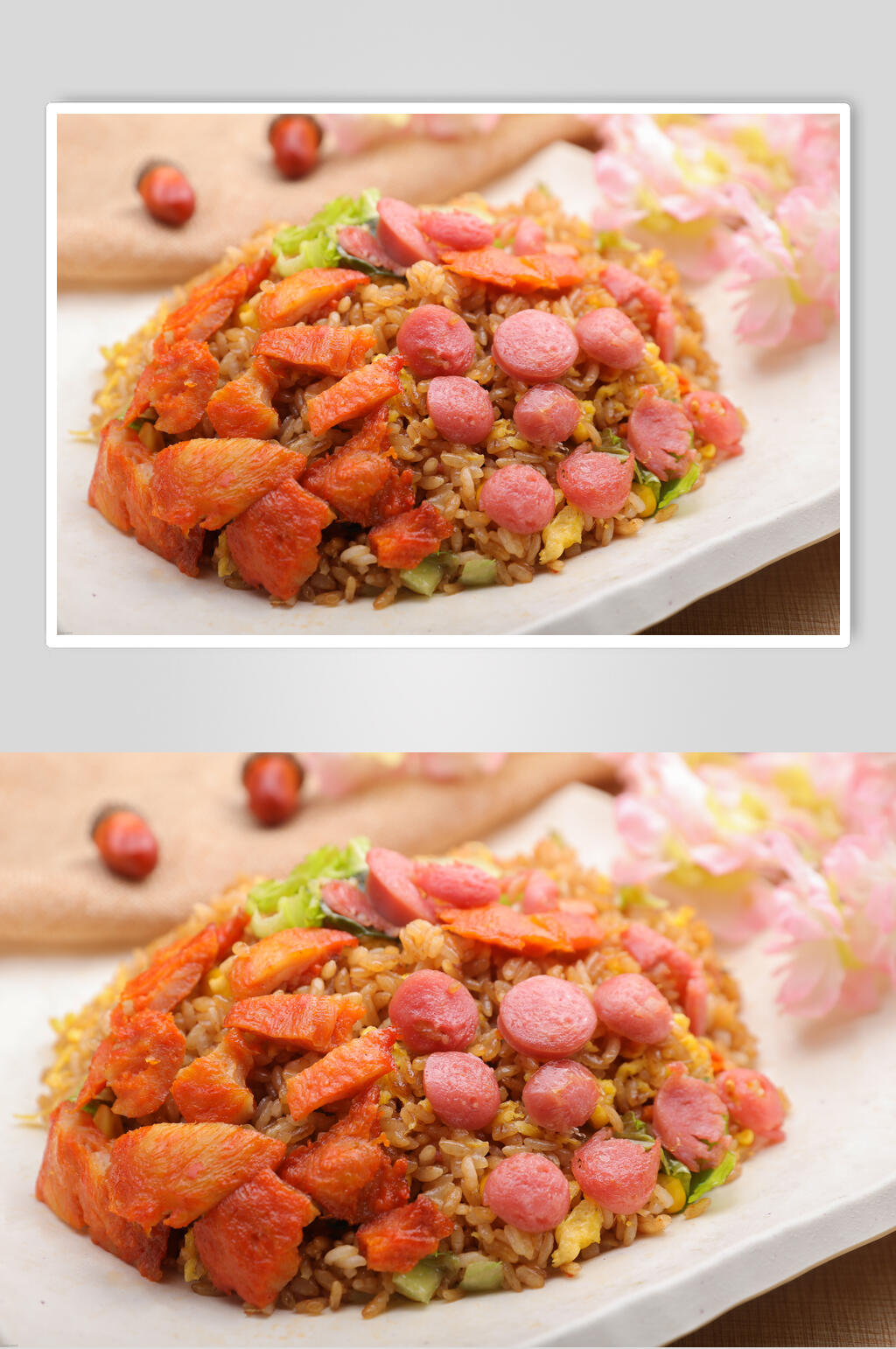 时尚美味火腿炒饭食品高清图片素材
