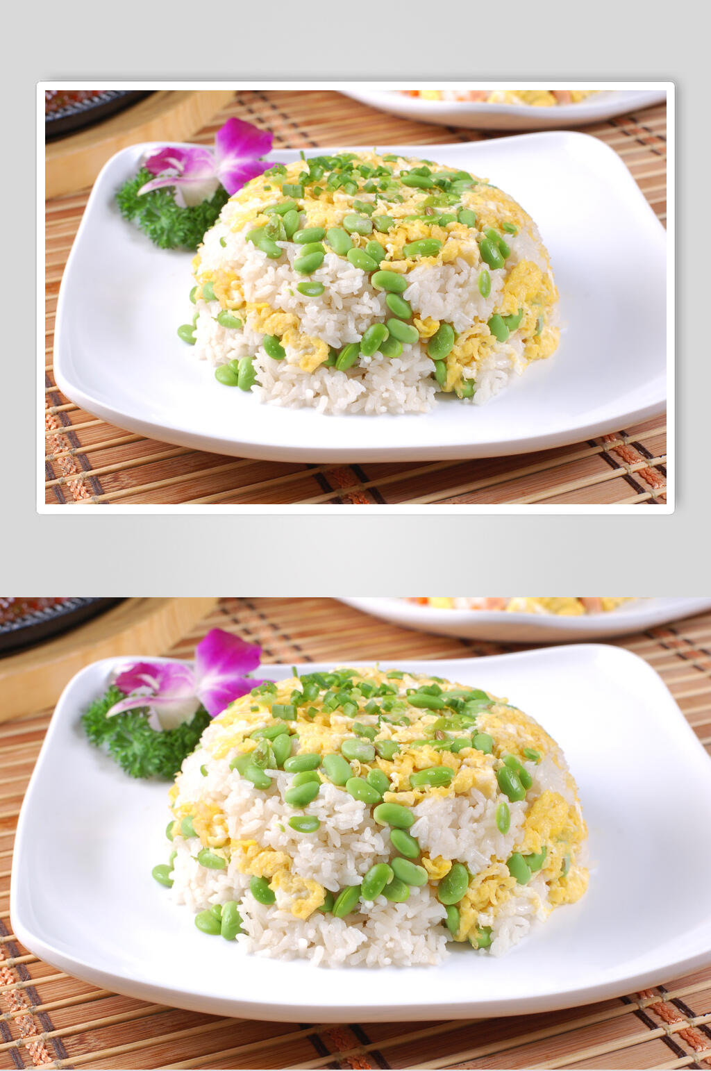 鸡蛋豆子炒饭图片素材