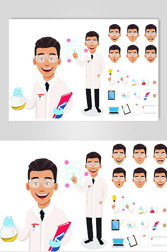 创意电脑科学家人物角色矢量素材