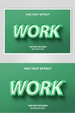 绿色WORK立体字体艺术字