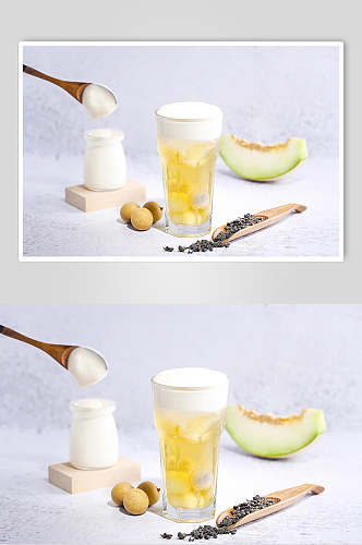 香瓜清新奶茶饮品摄影图片