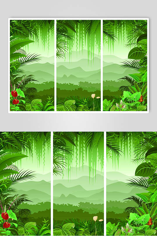 绿叶边框热带雨林矢量素材