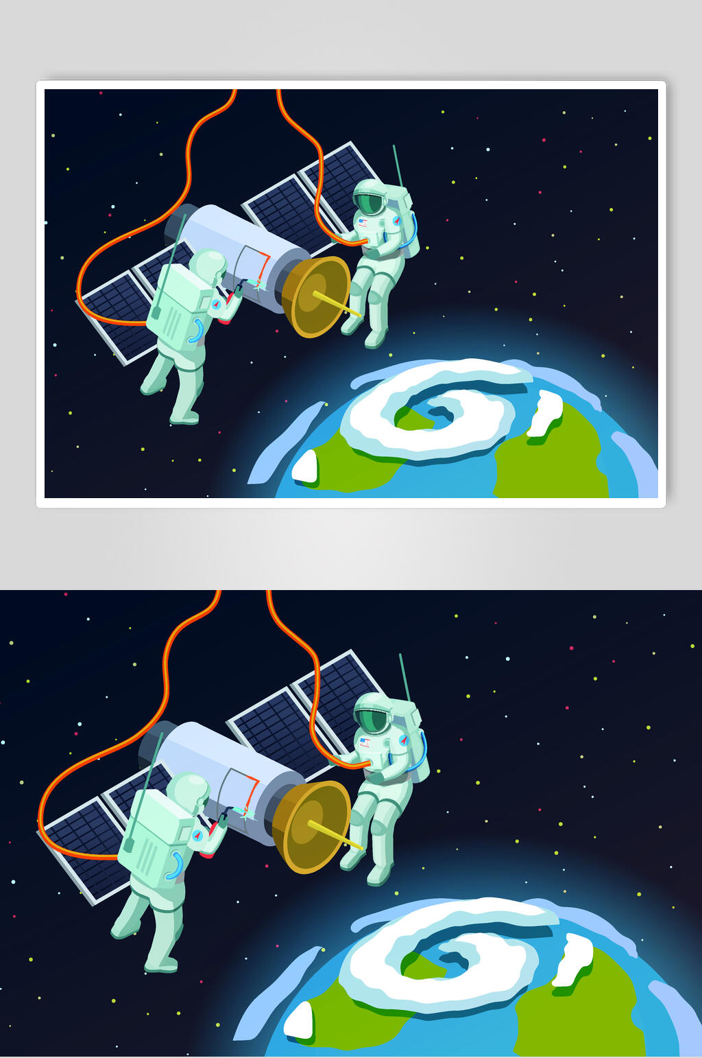 宇航员二点五D星际旅行矢量素材素材