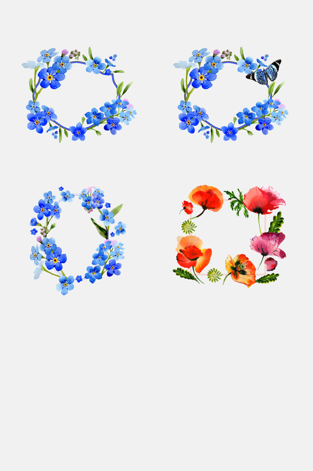 清新创意水彩花卉免抠素材素材