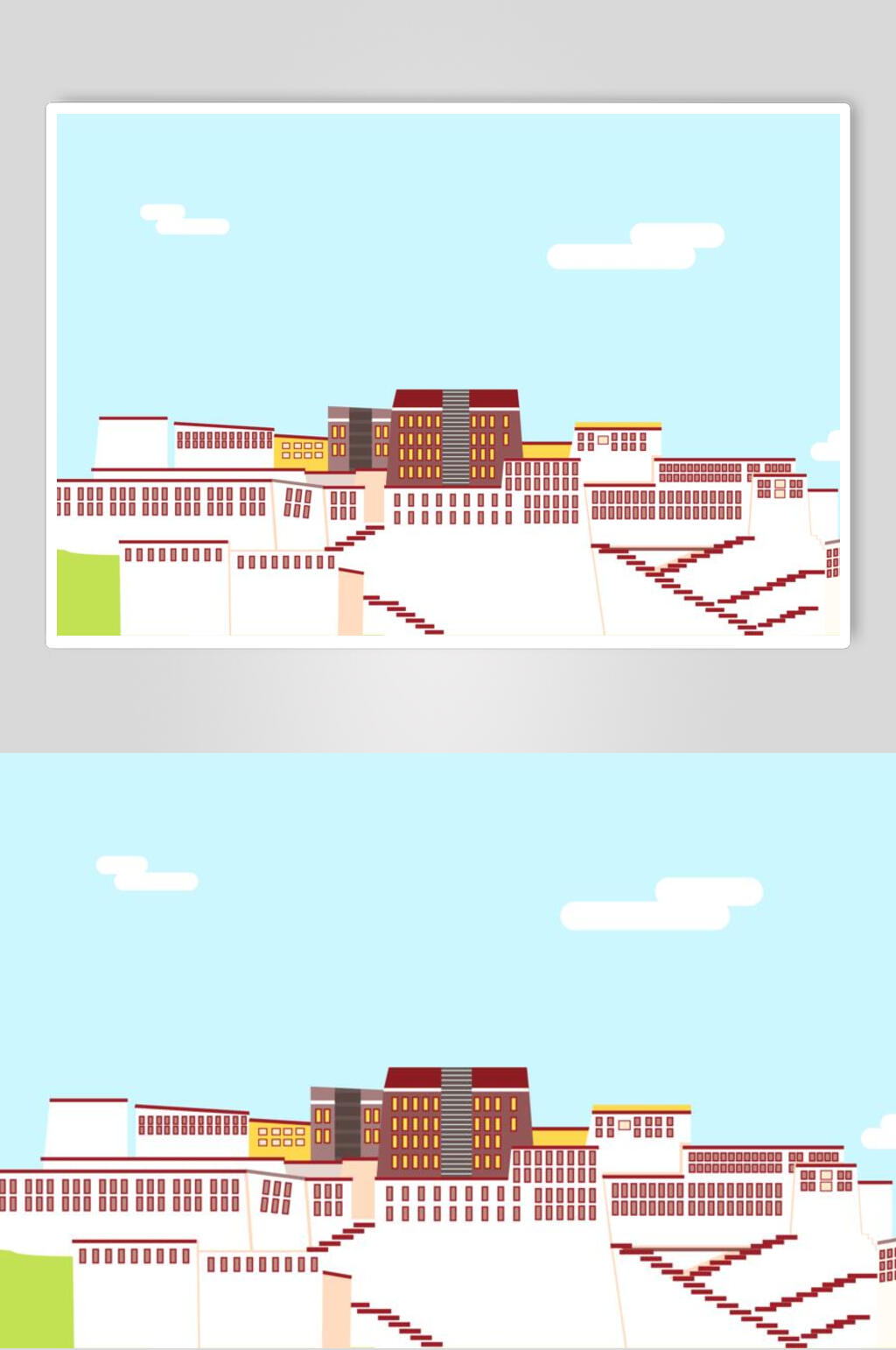 极简古建筑插画素材