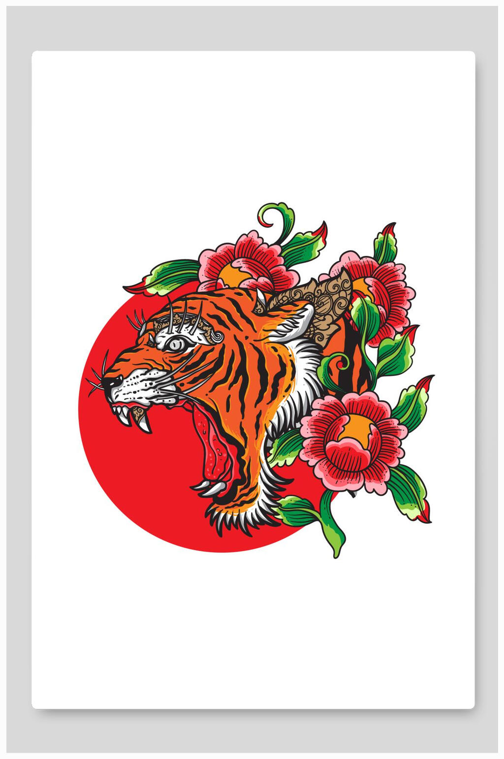 创意花朵彩绘老虎矢量插画素材