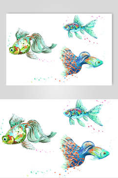 创意手绘鱼海洋动物矢量素材