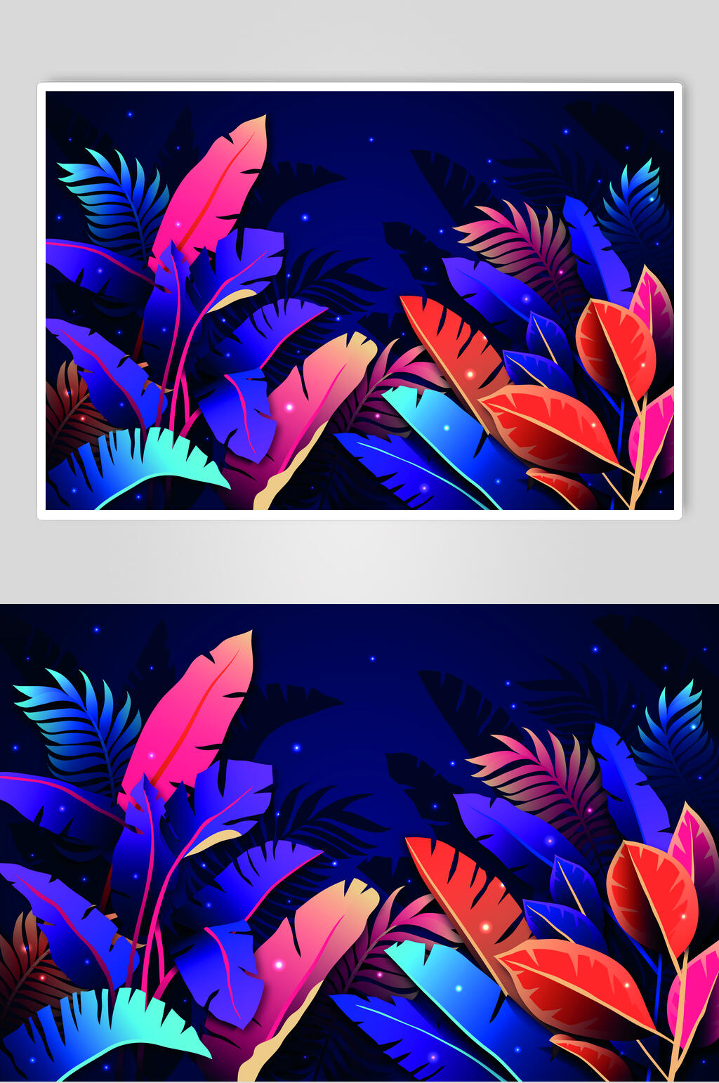 炫彩矢量夏日植物插画素材素材