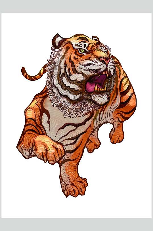 猛虎老虎矢量素材