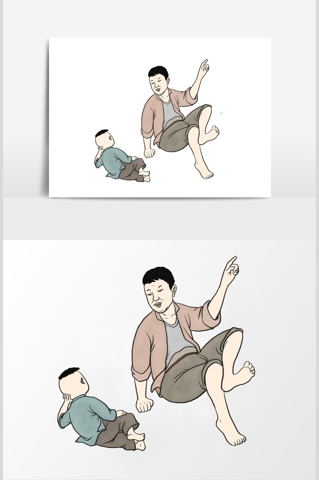 亲子古代古风人物素材素材