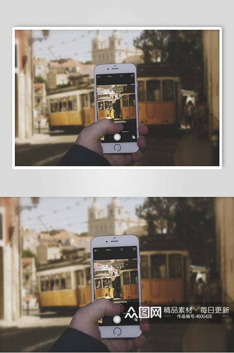 创意街道手持手机场景样机素材