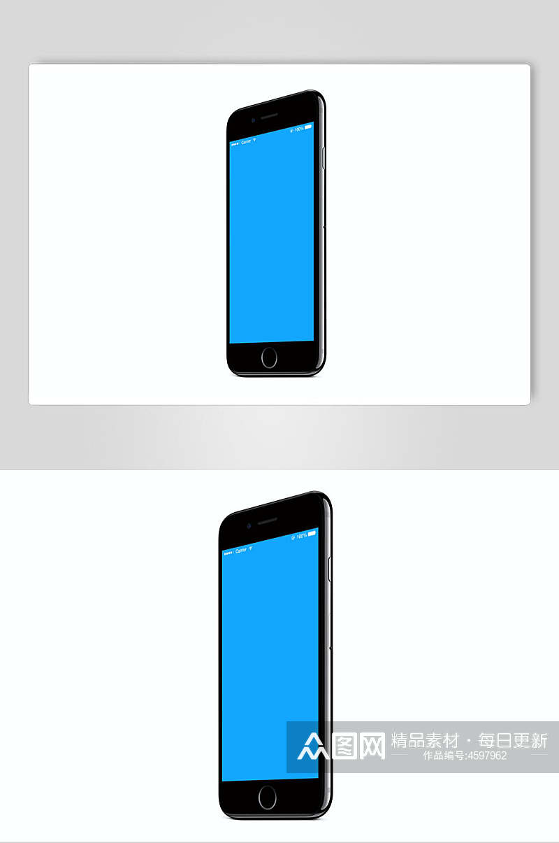 蓝色手机UI界面贴图样机素材