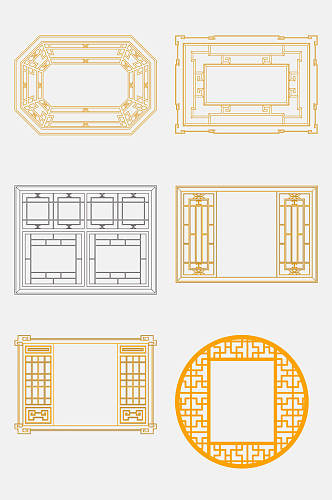中式窗格免抠设计素材