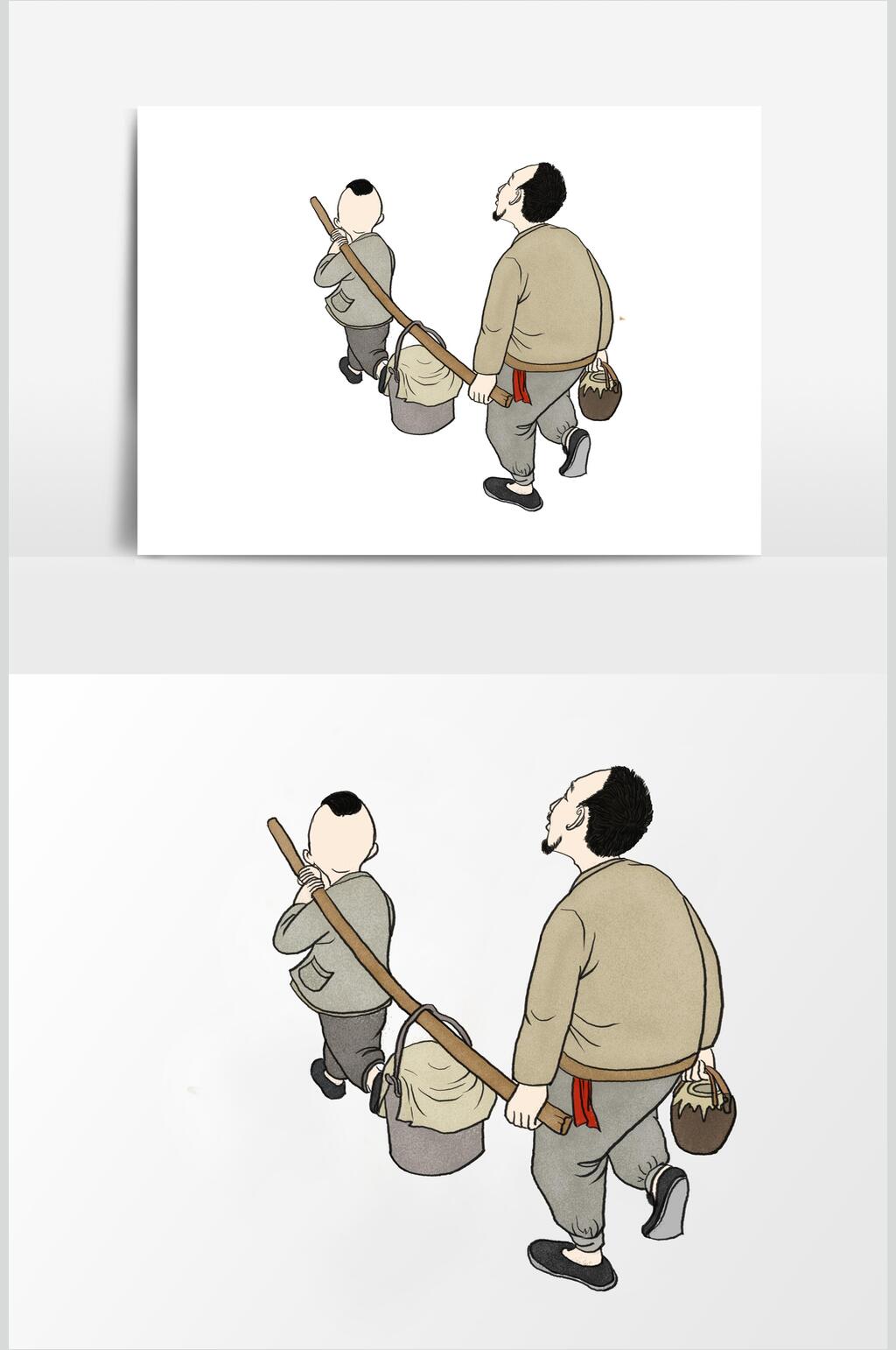 手绘极简古代古风人物素材素材