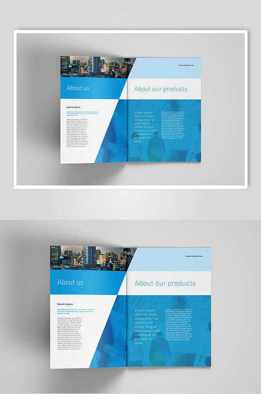 蓝色商业宣传画册样机