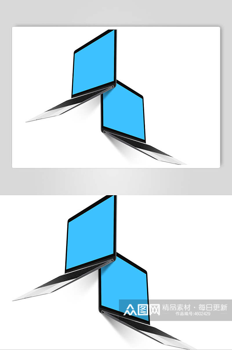 蓝色创意笔记本电脑电子网页界面样机素材