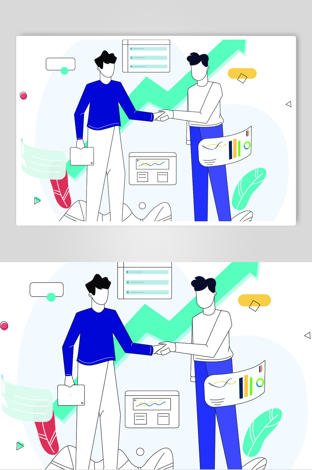 线条极简团队人物插画矢量素材素材
