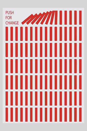 红色竖条矢量创意极简海报