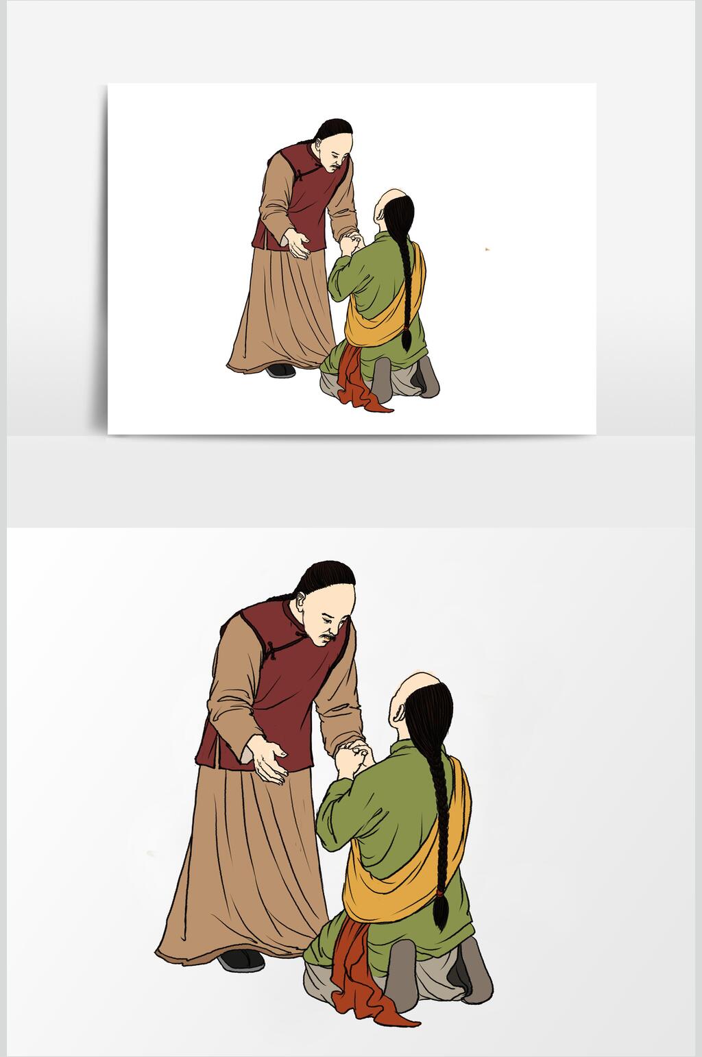 跪拜古代古风人物素材素材