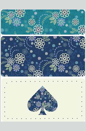 蓝色花纹花卉图案矢量素材