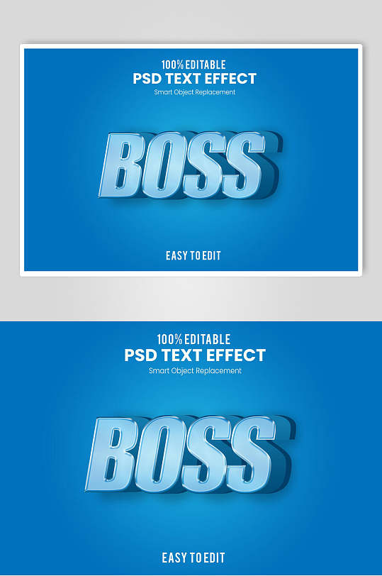 蓝色的英文boss机械时尚字体样机